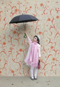 Girl and Mary poppins umbrella